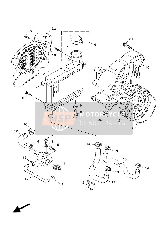 Yamaha YN50FT 2013 Radiator & Slang voor een 2013 Yamaha YN50FT